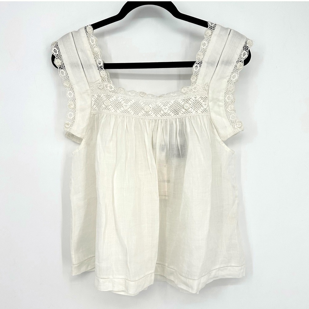 NWT DÔEN Aphra Lace-Trim Top Salt